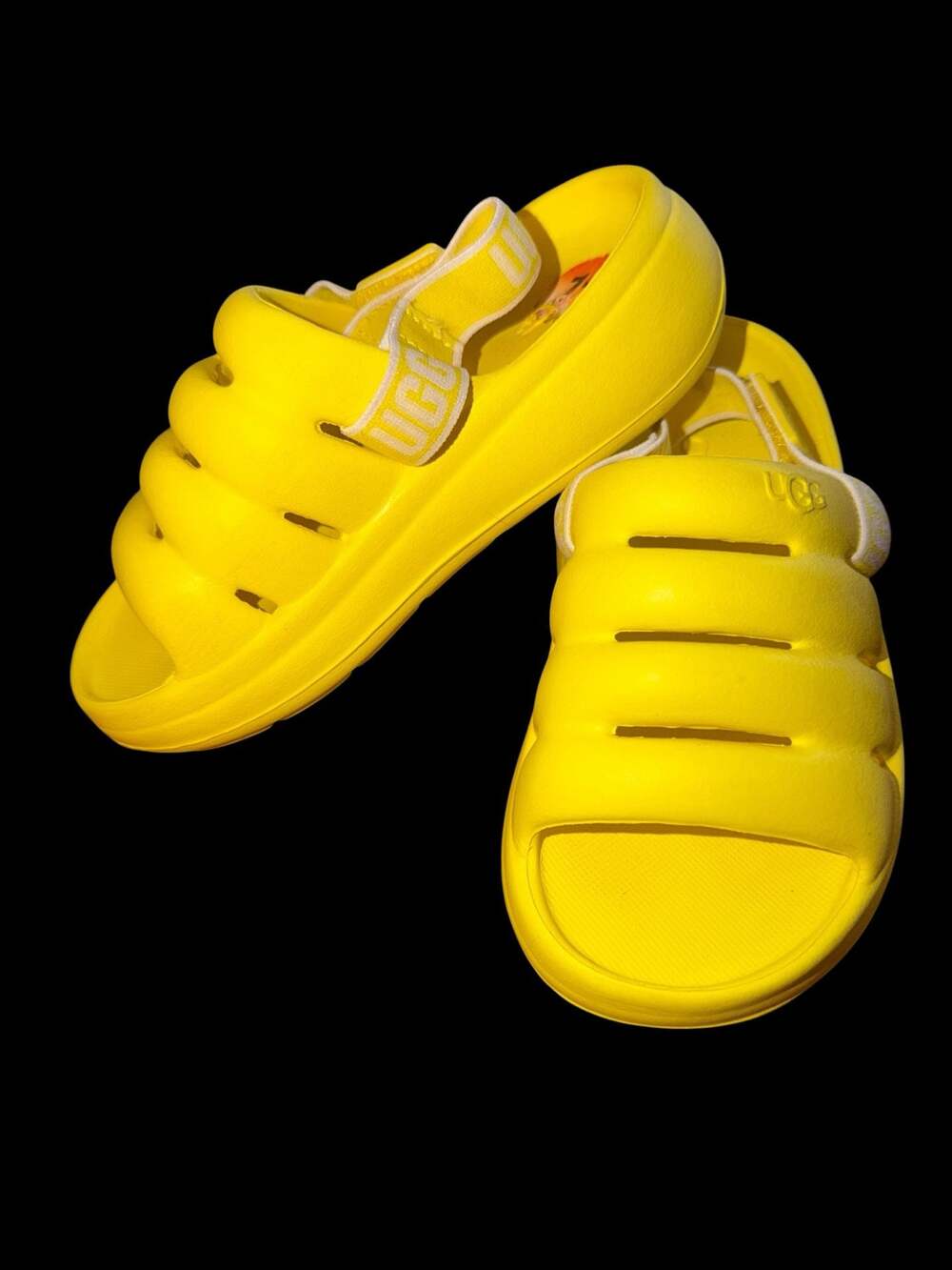 UGG girls sport yeah canary yellow slide sandals sz 11